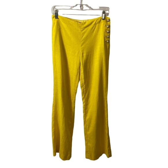 Anthropologie Cartonnier Yellow Linen Pants Size 2 - Picture 2 of 12
